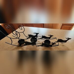 Metal Sleigh Tea Light Candle Holder Set